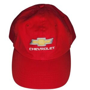 CHEVROLET‎ Logo Hat Cap Small Fit Gold Bowtie Red Embroidered